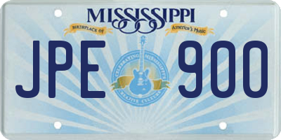 MS license plate JPE900