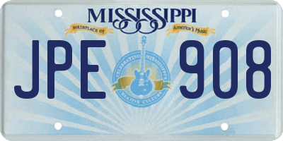MS license plate JPE908