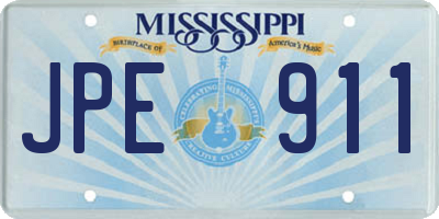 MS license plate JPE911