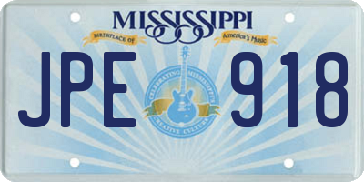 MS license plate JPE918