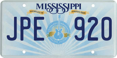 MS license plate JPE920