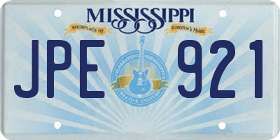 MS license plate JPE921