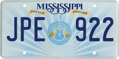 MS license plate JPE922