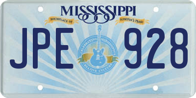 MS license plate JPE928