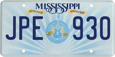 MS license plate JPE930
