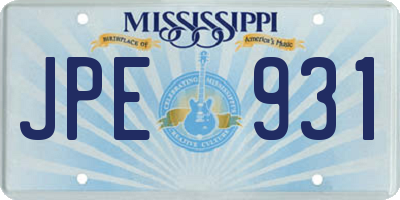 MS license plate JPE931