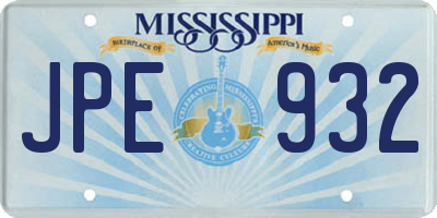 MS license plate JPE932