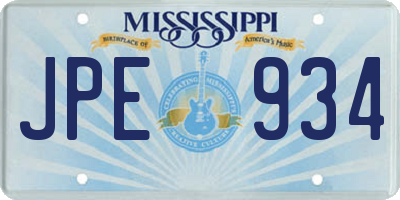 MS license plate JPE934