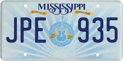 MS license plate JPE935