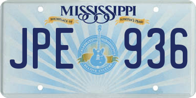 MS license plate JPE936