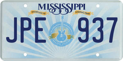 MS license plate JPE937