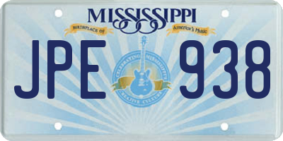 MS license plate JPE938