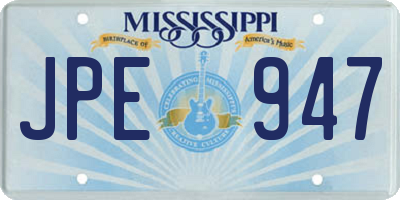 MS license plate JPE947