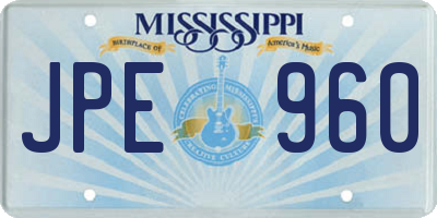 MS license plate JPE960