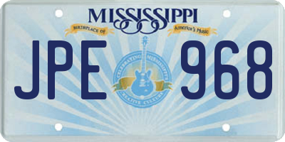 MS license plate JPE968