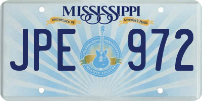 MS license plate JPE972