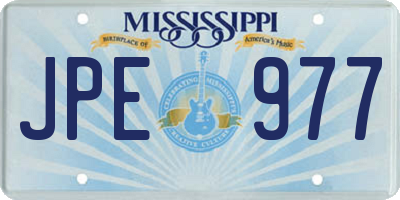 MS license plate JPE977