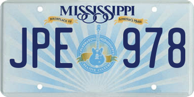 MS license plate JPE978