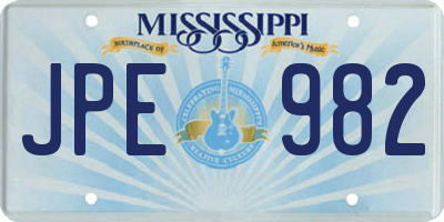 MS license plate JPE982