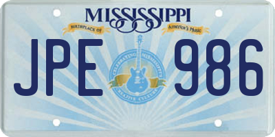 MS license plate JPE986