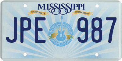 MS license plate JPE987