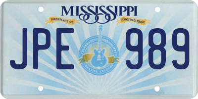 MS license plate JPE989