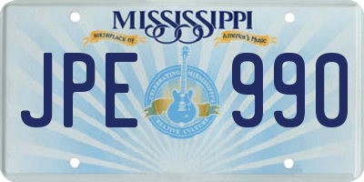 MS license plate JPE990