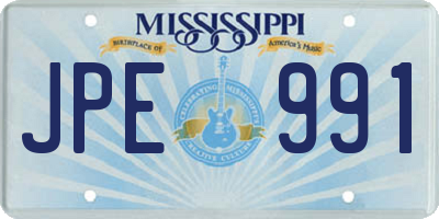 MS license plate JPE991