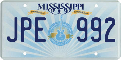 MS license plate JPE992