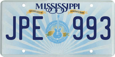 MS license plate JPE993