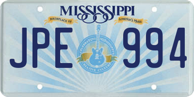 MS license plate JPE994