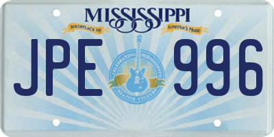 MS license plate JPE996