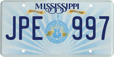 MS license plate JPE997
