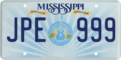MS license plate JPE999