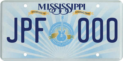 MS license plate JPF000