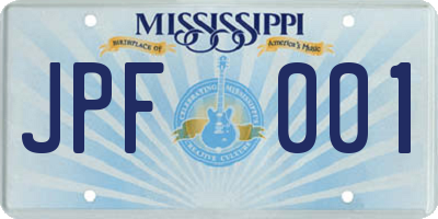 MS license plate JPF001