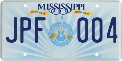 MS license plate JPF004
