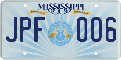 MS license plate JPF006