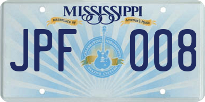 MS license plate JPF008