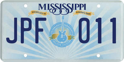 MS license plate JPF011