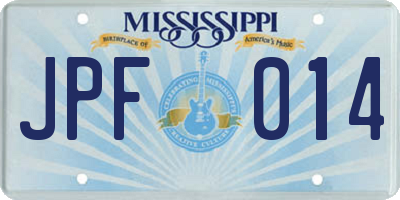 MS license plate JPF014