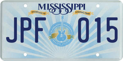 MS license plate JPF015