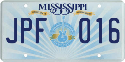 MS license plate JPF016