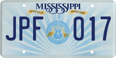 MS license plate JPF017