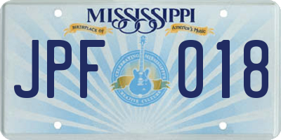 MS license plate JPF018