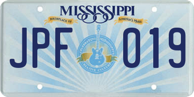 MS license plate JPF019