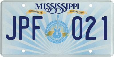 MS license plate JPF021