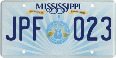 MS license plate JPF023