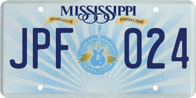 MS license plate JPF024