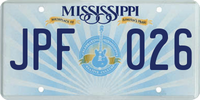 MS license plate JPF026